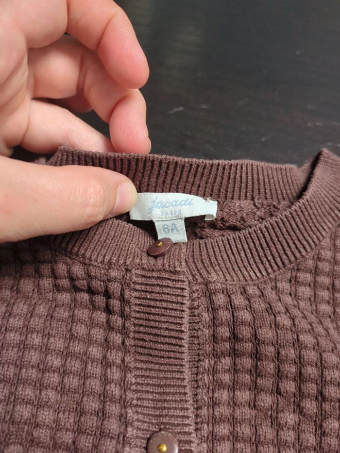 Gilet maille marron Jacadi 6 ans - photo numéro 3