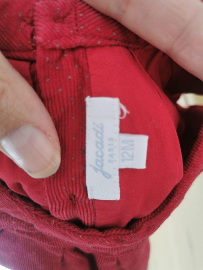 Robe en velour rouge a pois gris 12 mois jacadi - photo numéro 3