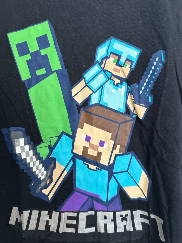 T-shirt minecraft taille 7/8ans très bon état noir vert - photo numéro 2