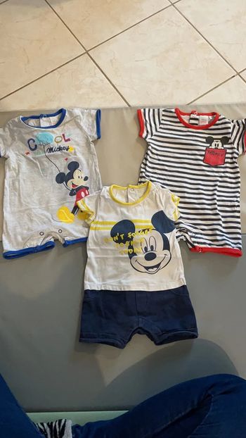 Lot de 3 combinaisons été Mickey 6 mois