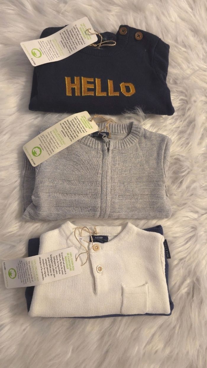 (Neufs non portés) 🏷🤩🥰💙superbe  LOT gilet et pulls 3 mois garçon 💙🥰🤩