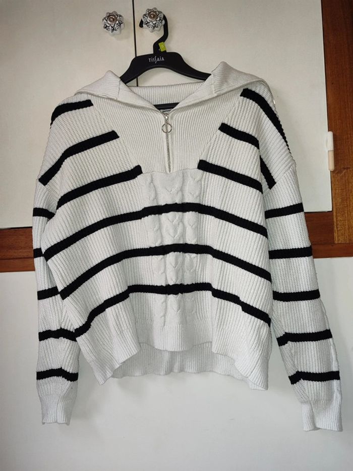 Pull marinière rayé noir et blanc Pimkie taille S
