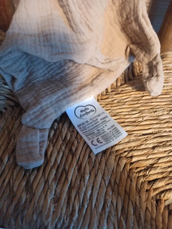 Doudou lapin beige foncé mots d'enfants neuf - photo numéro 3