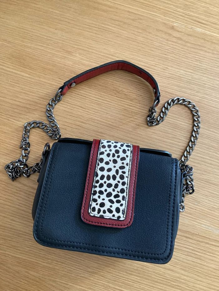 Neuf Sac à main cuir noir et rouge