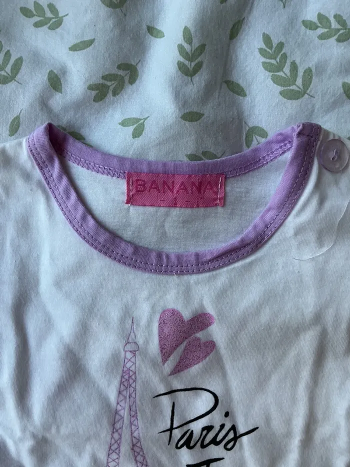 teeshirt manches courtes blanc et violet inscription devant 12 mois banana - photo numéro 4