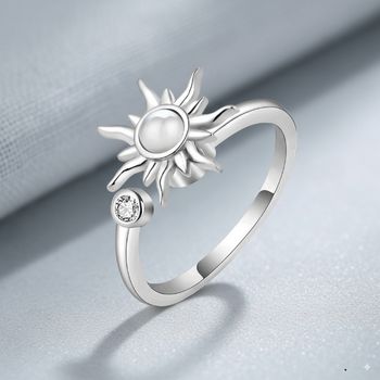 Bague anti stress, argenté réglable en acier inoxydable
