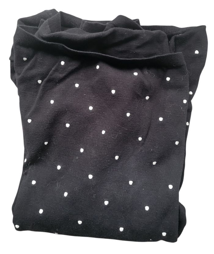 🖤 Pull femme Tommy Hilfiger – col V noir à pois blancs, taille XL - photo numéro 5