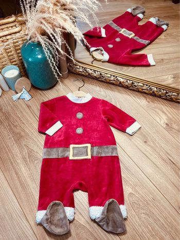 Taille 3 mois pyjama de Noël velours garçon rouge et beige 💙