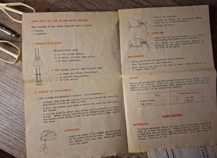 Batteur électrique Moulinex Minor 2 (Super Minor 2) Vintage Complet avec boîte d'origine - photo numéro 10