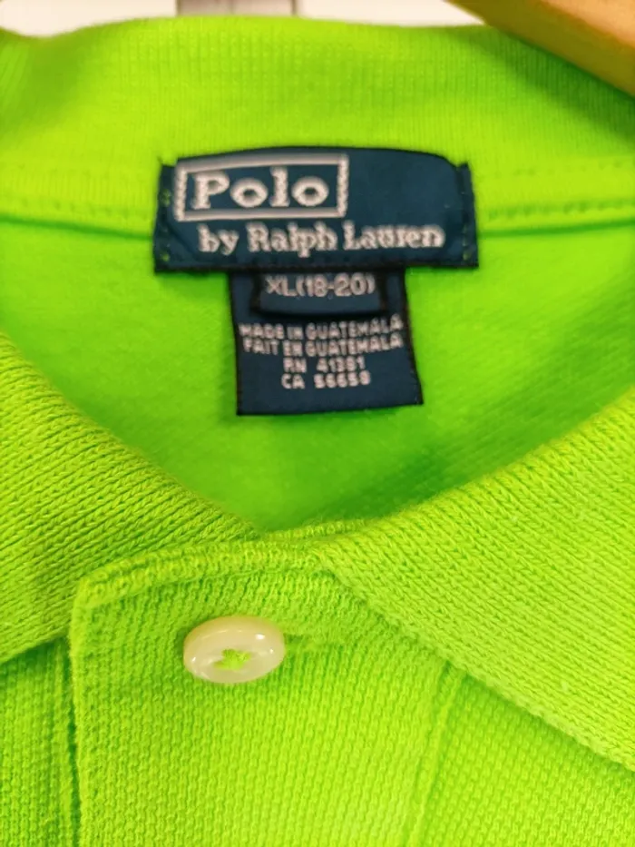 Polo Ralph Lauren - Vert Flash - Ecusson bleu - taille XL - 100% coton - photo numéro 3