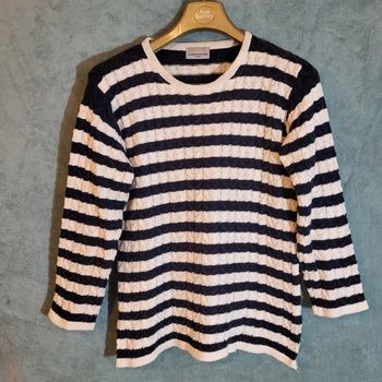 Pull-over Femme Marinière Torsadée Vintage - Jacques Michel Paris 🧥 Taille M - Fabriqué en France