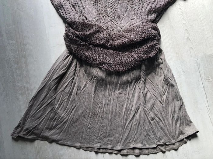 AN21- Robe longue crochet « Ulla Popken » gris/taupe T48-50 portée 1 soirée - photo numéro 8
