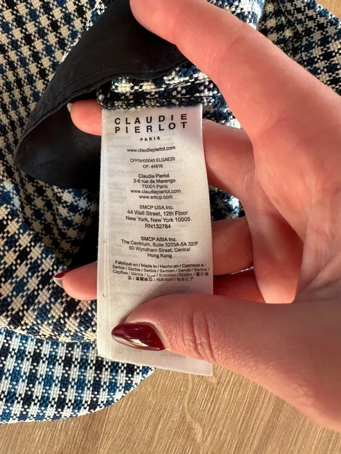 Short taille haute Claudie Pierlot bleu blanc et noir taille 38 - photo numéro 8