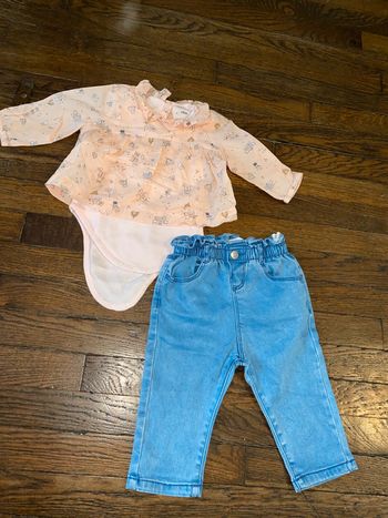 Body guimpe vertbaudet et jeans Zara  6 mois
