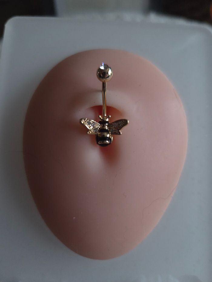 Piercing n9mbril acier gold abeille butineuse - photo numéro 2
