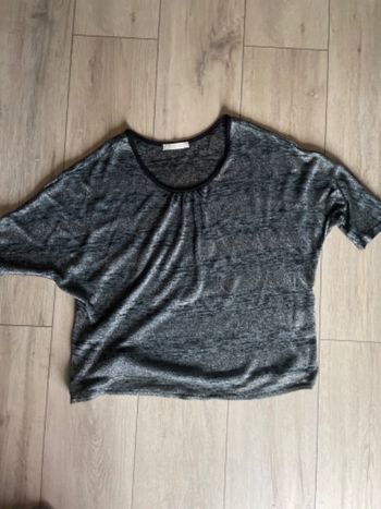 Blouse mches courtes / rayures scintillantes t40