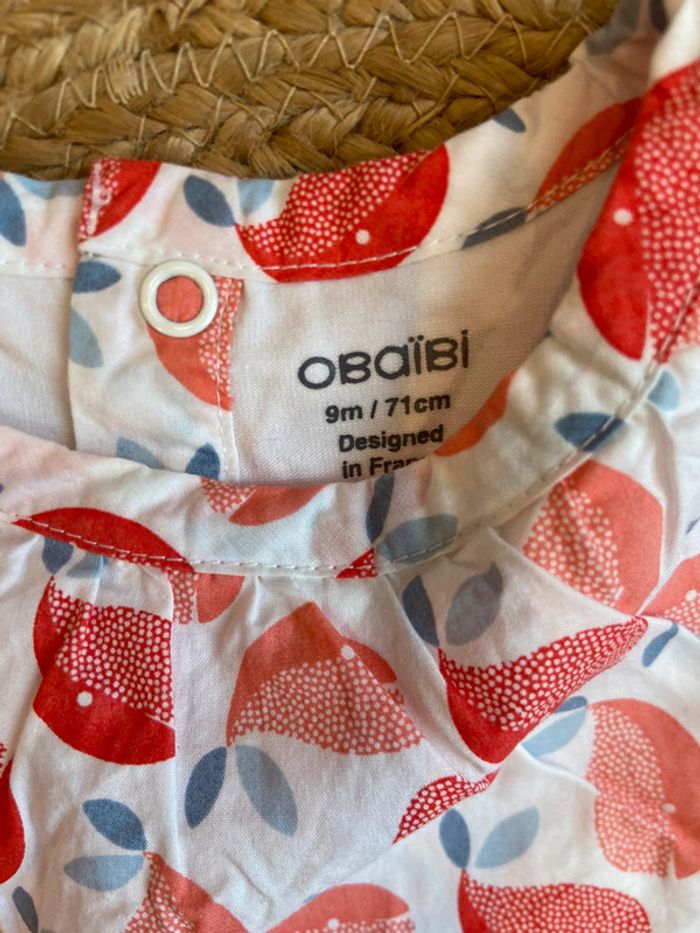 Tee-shirt fille 9 mois Obaibi body integré - photo numéro 2