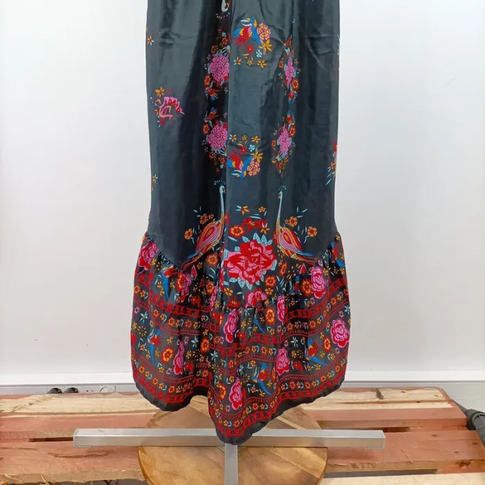 Robe longue bohème grise à fleurs multicolores taille S style ethnique été fluide A1334 - photo numéro 9