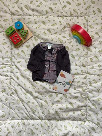 gilet effet 2 en 1 violet  3 mois obaibi