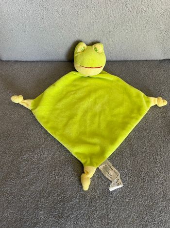 Doudou plat grenouille vert jaune Fl Het Eek