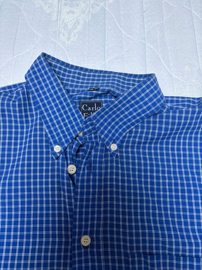 Chemise à  carreaux bleu marine Carlo Filati Taille 43/44 - photo numéro 5
