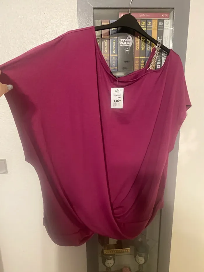 superbe tunique bordeau M&S mode taille 3xl = 52neuf - photo numéro 2