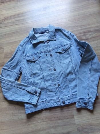 Veste en jean rayé bleue