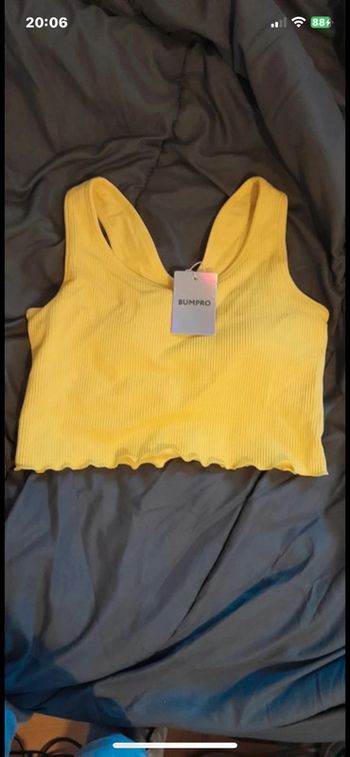 Top crop jaune Bumpro – effet maillot de bain
