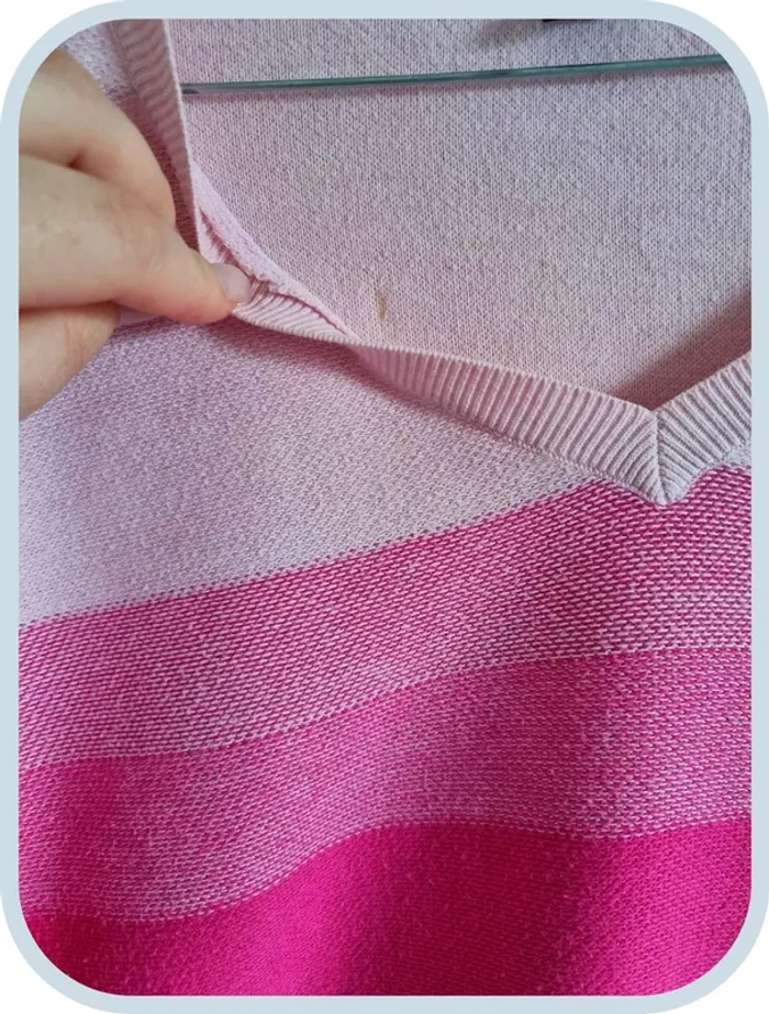Pull leger over coll V Tommy Hilfiger Femme à rayures rose Taille s - photo numéro 5
