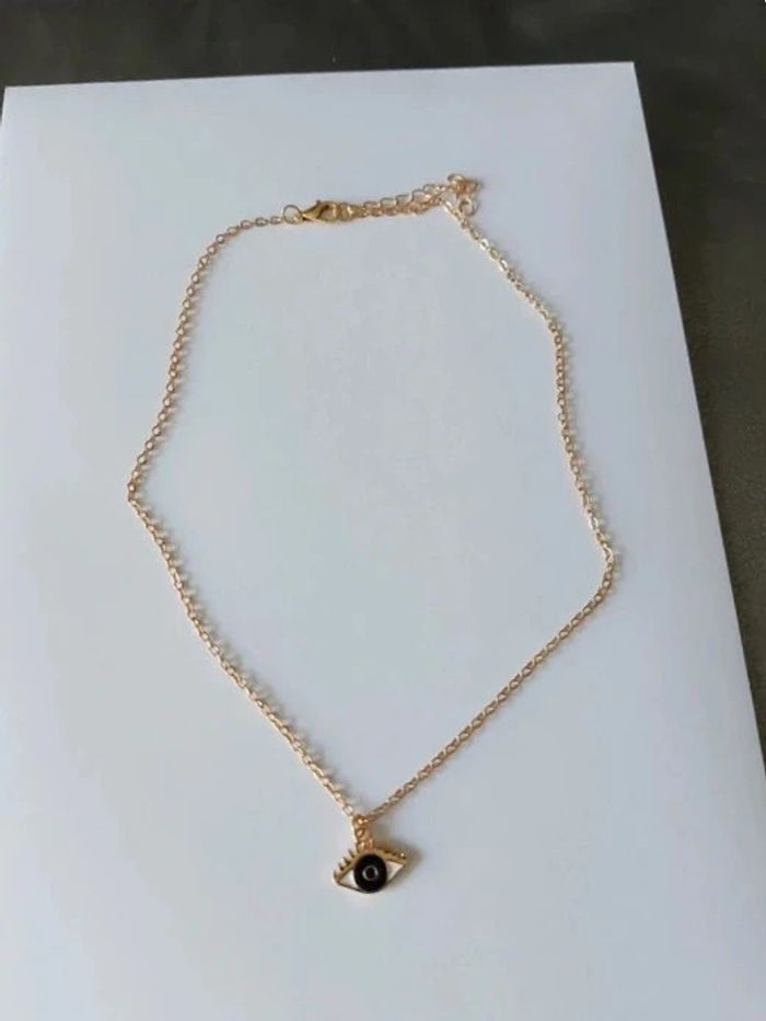 Magnifique collier bohème acier inoxydable, charm's œil - photo numéro 5