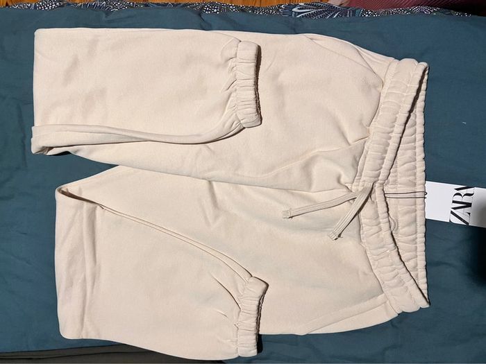 Lot de 2 pantalons joggers femme marron ZARA et beige taille élastique taille M - photo numéro 6