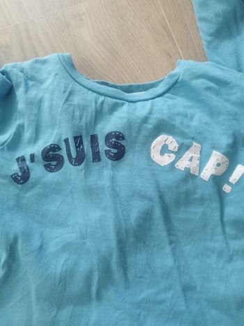 Tee-shirt manches longues bleu même pas peur 4 ans