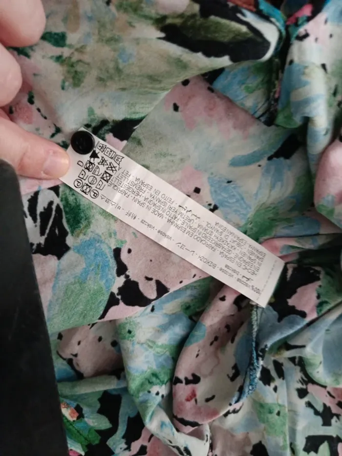 Chemise manches longues motifs peinture rose vert bleu M Zara - photo numéro 4