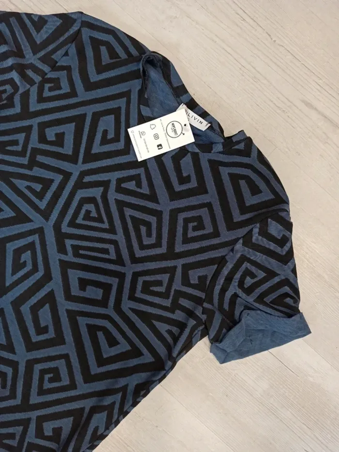 Tee shirt bleu et noir homme M - photo numéro 2