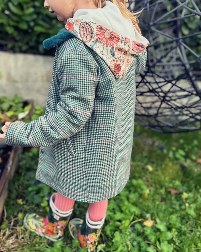 Coupon tissu Laine mélangée vert prince de galle  pailleté 160 sur laize - photo numéro 5