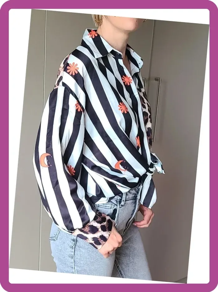 Chemise à rayures, effet Soie, Neuve avec étiquette, Taille S (36/38) - photo numéro 4