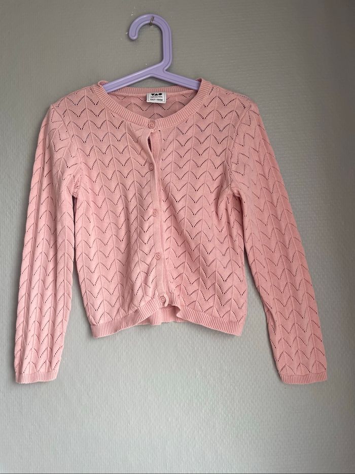 Gilet ajouré rose fille 5 ans tape à l’œil