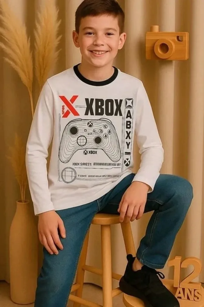 T-shirt manches longues xbox série x garçon 12 ans 🎮