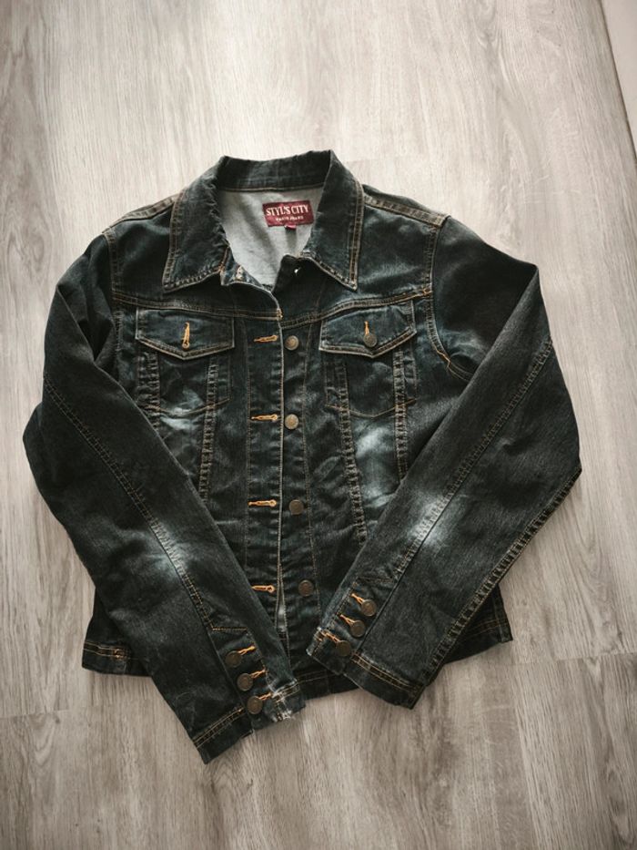Veste en jean noir femme