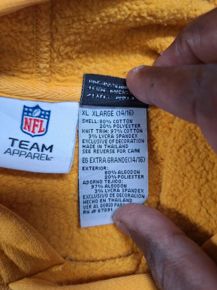 sweat a capuche / Hoodie nfl - taille 14- 16 ans - enfant - jaune brodé / packers (387) - photo numéro 7