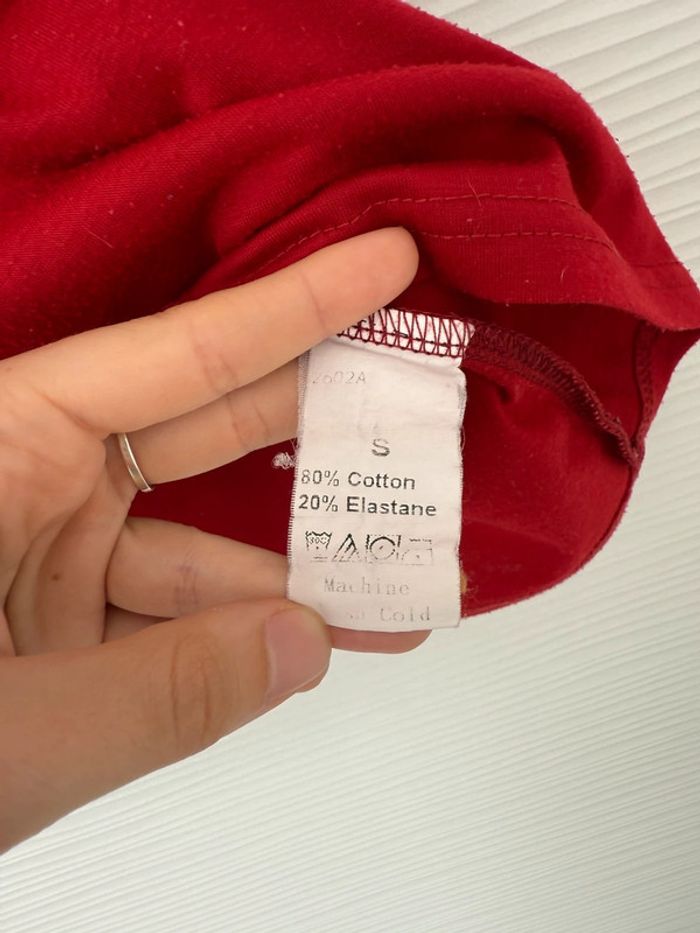 Haut t-shirt rouge oversize à nouer écritures blanches col rond manches courtes - photo numéro 8