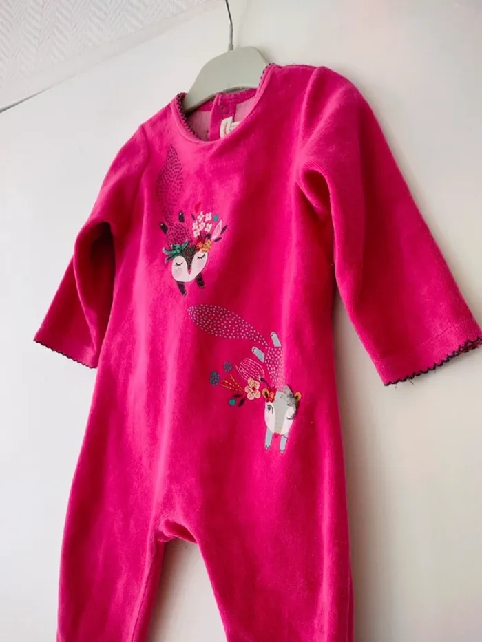 (a) Pyjama velours rose Catimini 12mois - photo numéro 5