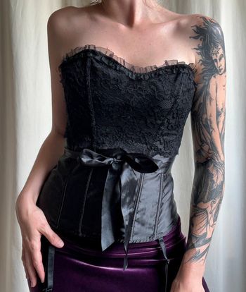 Bustier satiné dentelle Goth Vampire Coquette 💋 vintage 90s - Taille L
