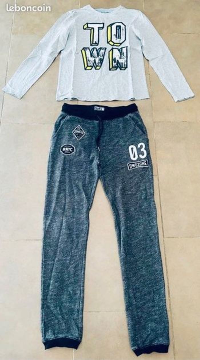 Lot 2 bas de survêt + 2 hauts manches longues taille 12ans - photo numéro 3