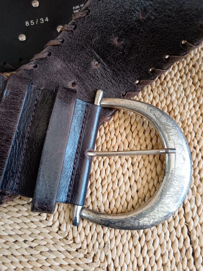 Richard Gampel | ceinture large cuir marron | t. 85 - photo numéro 7