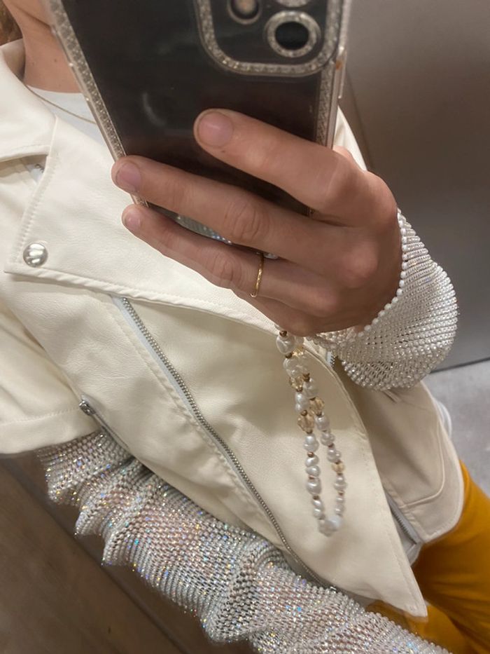 Veste en simili-cuir crème neuve M - photo numéro 5