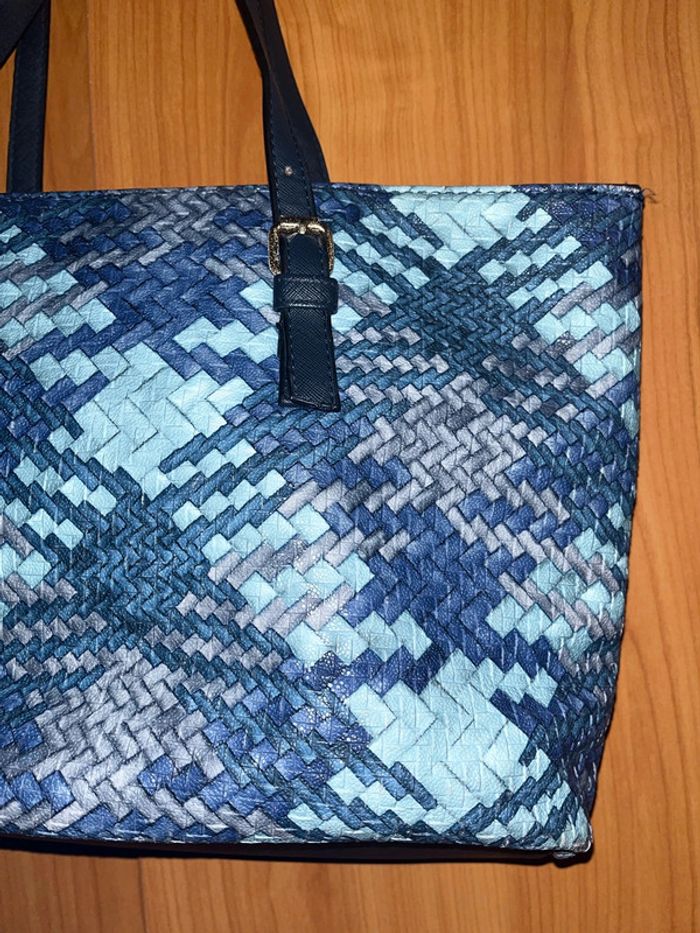 Sac à main bleu à motif géométrique (moyen) - photo numéro 2