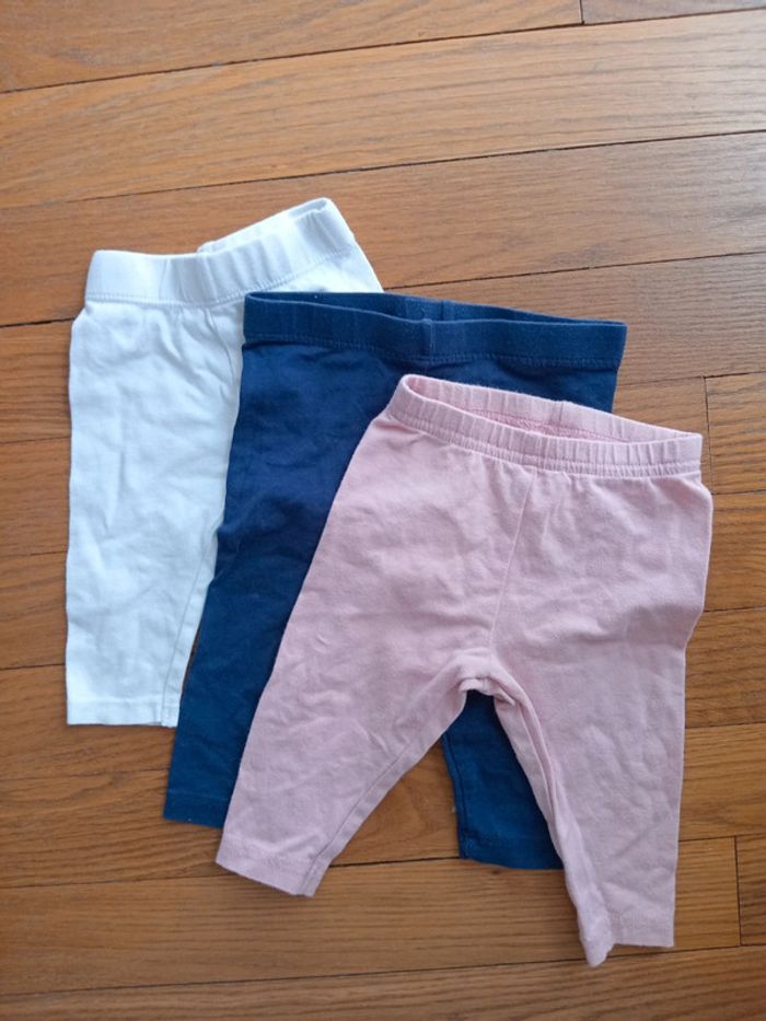 Lot 3 leggings fille coton 3 mois TBE Kiabi