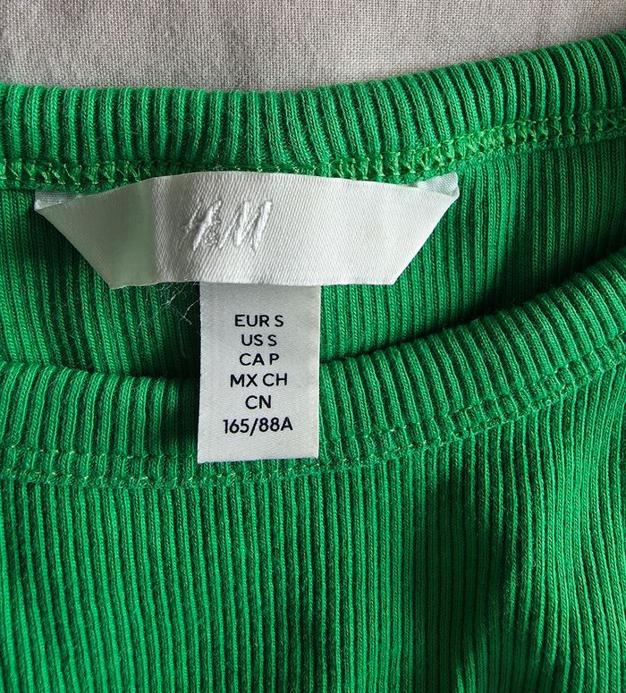 H&M Débardeur Crop Top Coton Vert Très bon état S - photo numéro 3