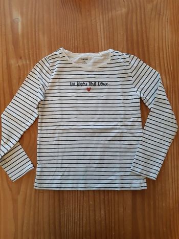 Tee shirt blanc rayé